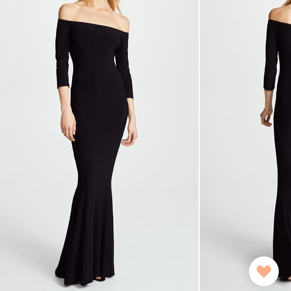 Norma Kamali fishtail off the shoulder gown